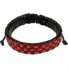 Изображение браслет плетеный с черными и красными шашечками spikes BR-000273