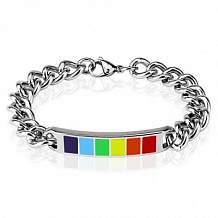 Изображение браслет с пластиной эмалированной цветами радуги spikes BR-000746